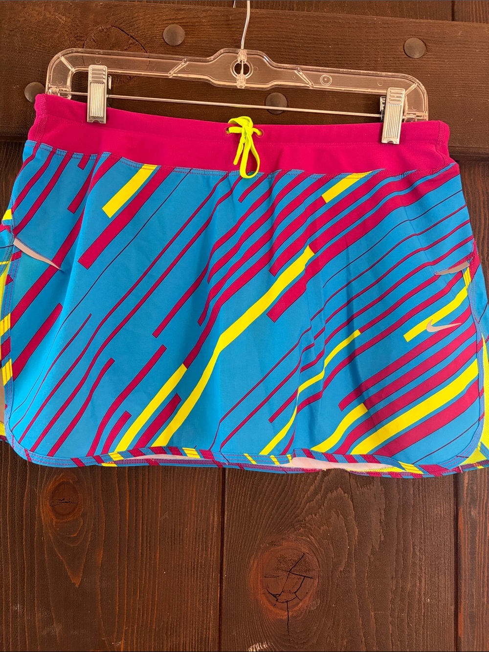 Women’s Bright Blue Athletic Skort with Pink Waistband